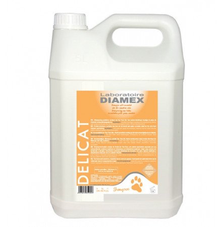 Diamex Shampooing Delicat 5l. Shampooing pour chien. A base de Tea tree Oil. soulage les démangeaisons.