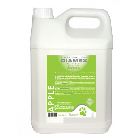 Diamex Shampooing Apple 5l. Shampooing pour chien. Aux extraits naturels de pommes. Ravive la couleur du pelage.