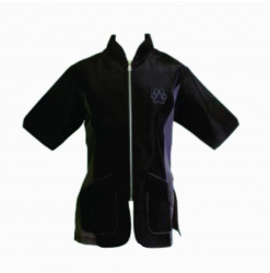 Tablier T2g Lola Gris/Noir. Tenue professionnelle pour le toilettage
