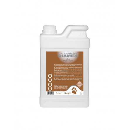 Diamex Shampooing Coco 1l. Shampooing pour chien. A l'huile de Coco. Rend le poil extrêmement doux.