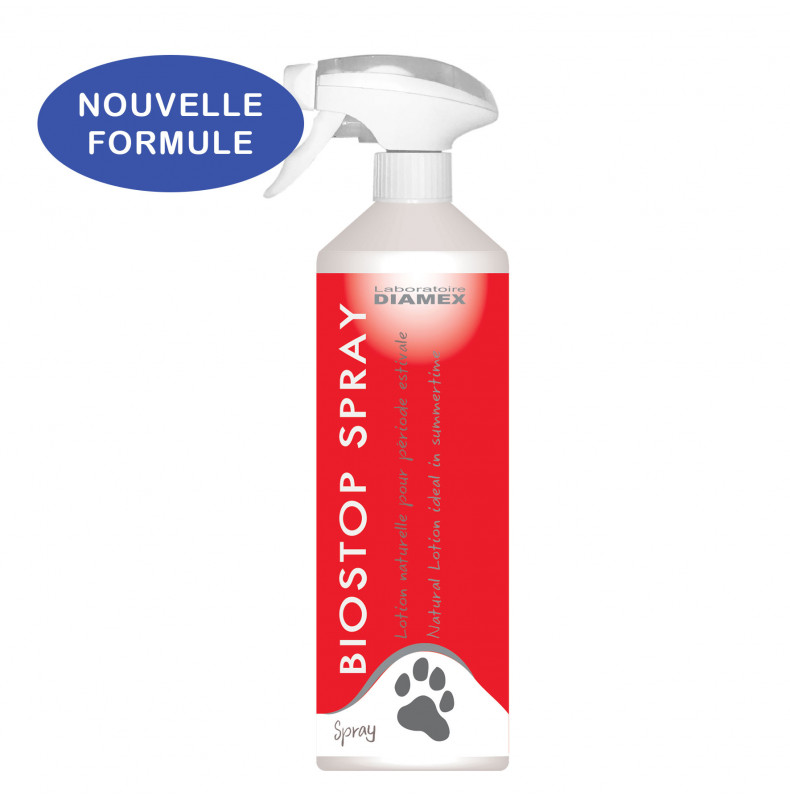 Spray antiparasitaire pour chien BIOSTOP 500ml de la marque Diamex - Pet's  concept