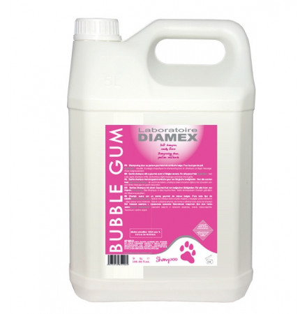 Diamex Shampooing Bubble Gum 5l. Shampooing pour chien. Pouvoir lavant.
