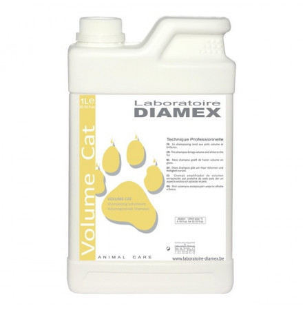 Diamex Shampooing Volum Cat 1l. Shampooing pour chat. Volume et Brillance.