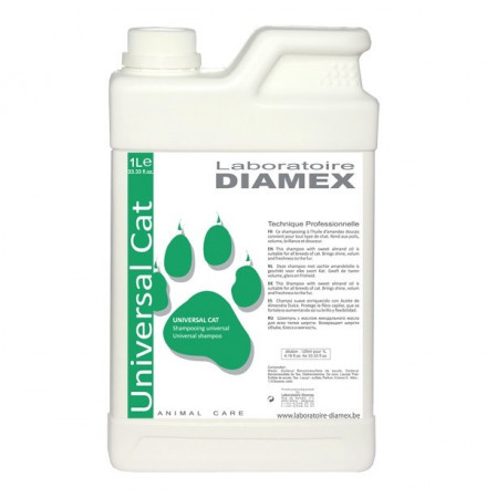 Diamex Shampooing Universal Cat 1l. Shampooing pour chat. A l'huile d'amandes douces. Volume, Brillance.
