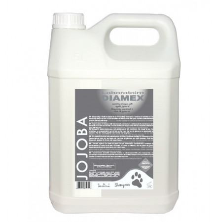 Diamex Shampooing Jojoba 5l. Shampooing pour chien à poil long. Non gras. A l'huile de Jojoba.