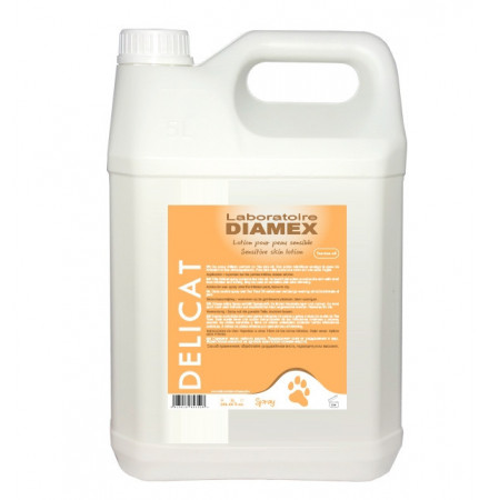 Diamex Delicat Spray 5l. Soin de la peau pour chien. Formulé à base de Tea Tree Oil. Calme irritations et démangeaisons.